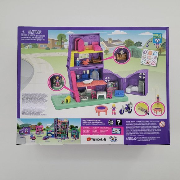 Polly Pocket Doll House, Pollyville Pocket House with 2 Dolls + Accessories, new - Picture 8 of 9
